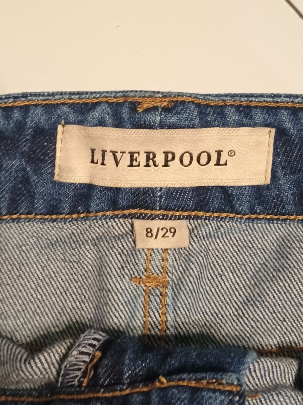 Liverpool Denim Distressed Mini Skirt Size 8/29 Blue Wash Raw Hem Embroidered - Picture 8 of 10